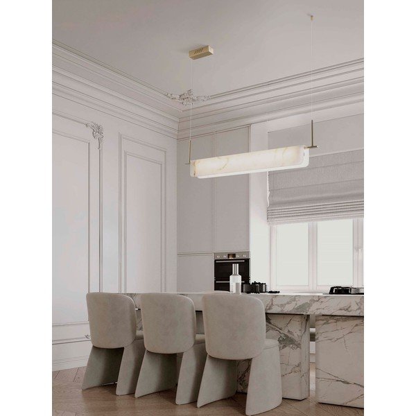 Krēmkrāsas/misiņa krāsas LED piekaramā lampa ar marmora imitāciju ar regulējamu spilgtumu Aider – Nova Luce-image-1