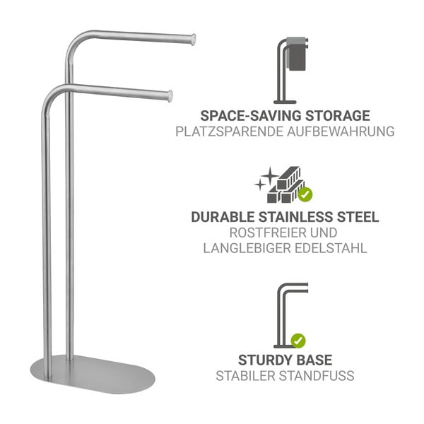 Matētas sudraba krāsas nerūsējošā tērauda dvieļu turētājs Levante – Wenko-image-4