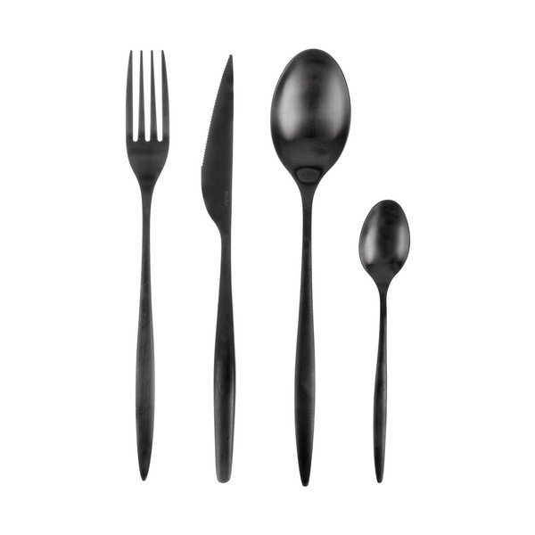 Melns nerūsējošā tērauda galda piederumi (24 gab.) – Orion