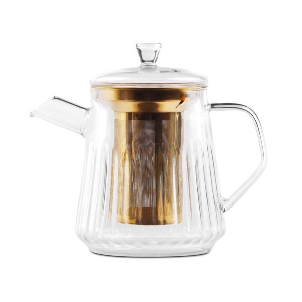 Zelta krāsas stikla tējkanna ar sietiņu 900 ml Mia – Vialli Design