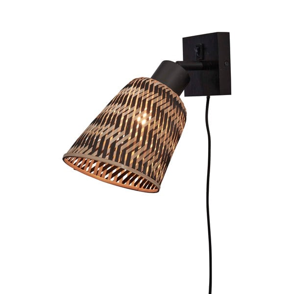 Melna/dabīga toņa sienas lampa ø 15 cm Java – Good&Mojo