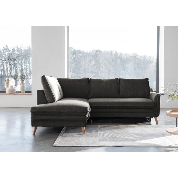 Tumši pelēks salokāms stūra dīvāns (ar kreiso stūri) Charming Charlie – Miuform-image-1