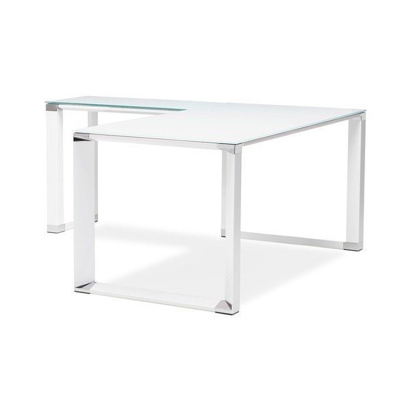 Balts stūra rakstāmgalds ar stikla virsmu Kokoon Warner-image-4