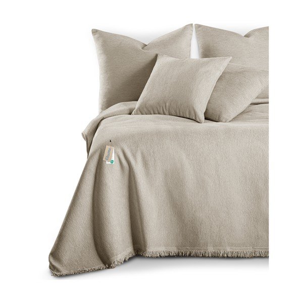 Bēšs gultas pārklājs no šenila 220x240 cm Talo – Filumi