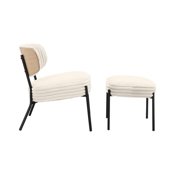 Krēmkrāsas velveta atpūtas krēsls ar kāju balstu Jerry – Støraa-image-1