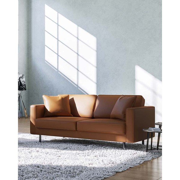 Konjakbrūns ādas dīvāns 207 cm Kobo – MESONICA-image-1