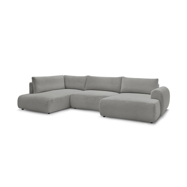 Tumši pelēks velveta salokāms/ar uzglabāšanas vietu stūra dīvāns (ar kreiso stūri/U veida) Lucien – Bobochic Paris-image-3