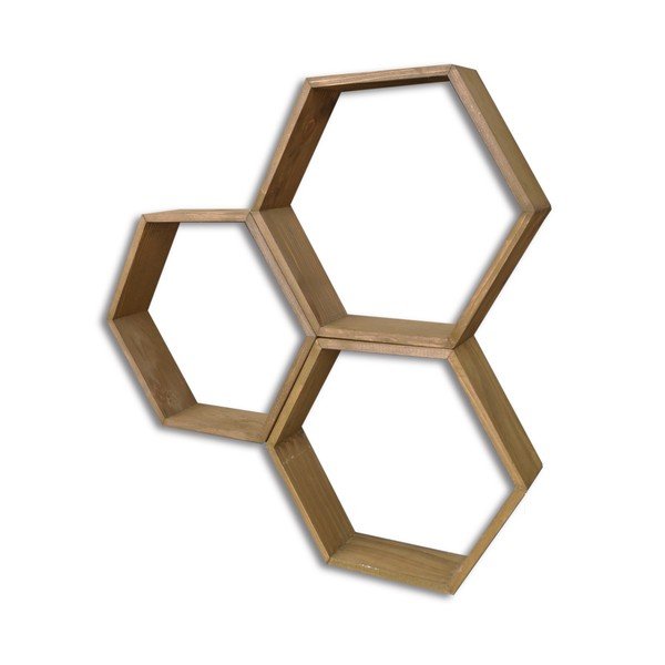 Trīsdaļīgs koka sienas plauktu komplekts Bee-image-2