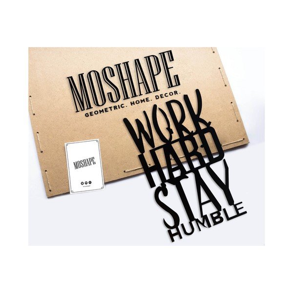 Melna metāla sienas apdare Work Hard Stay Humble-image-1