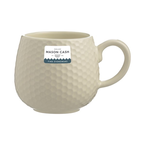 Krēmkrāsas keramikas krūze latte kafijai 350 ml Embossed Honeycomb – Mason Cash-image-1