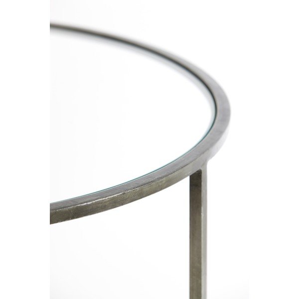 Pelēki stikla apaļie žurnālgaldiņi (2 gab.) ø 75 cm Duarte – Light & Living-image-4