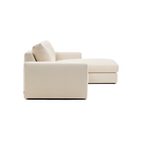 Bēšs stūra dīvāns no šenila auduma (ar labo stūri/ar zvilni) Alea – Kave Home-image-3