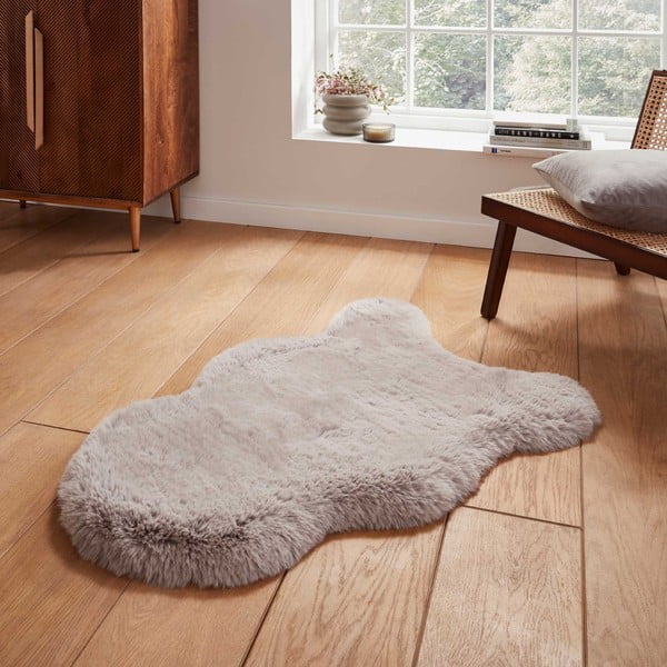 Gaiši pelēka sintētiska kažokāda 60x90 cm Super Teddy – Think Rugs-image-1