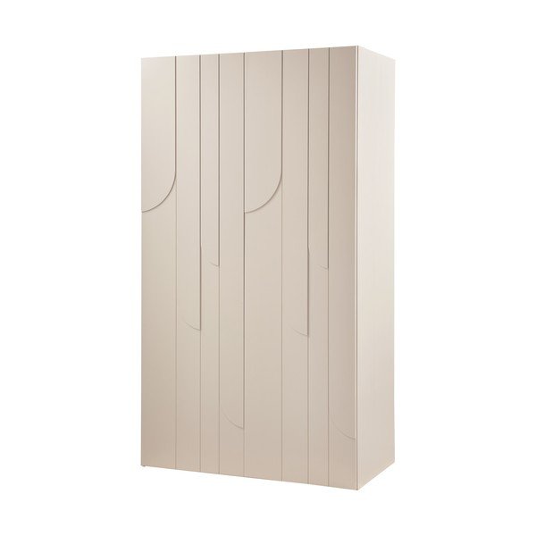 Gaiši pelēks priedes masīvkoka drēbju skapis 110x200x57 cm Rain – WOOOD