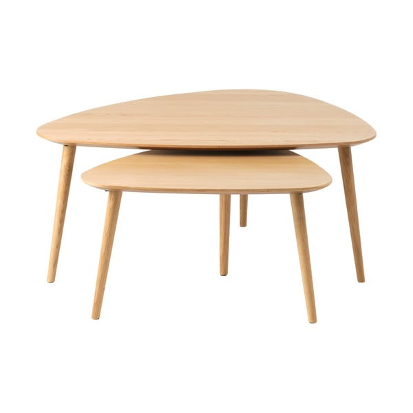 Dabīga toņa žurnālgaldiņi ar ozolkoka imitāciju (2 gab.) 70x100 cm Adda – Unique Furniture-image-3