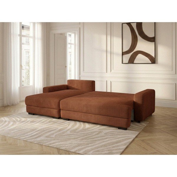 Oranžs velveta salokāms/ar uzglabāšanas vietu stūra dīvāns (ar kreiso stūri/ar zvilni) Campi – Bobochic Paris-image-2