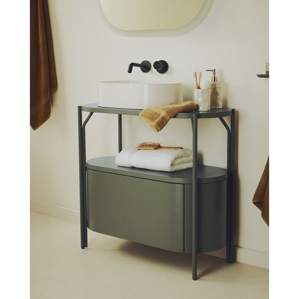 Zaļš skapītis zem izlietnes 90x81 cm Arely – Kave Home-image-1