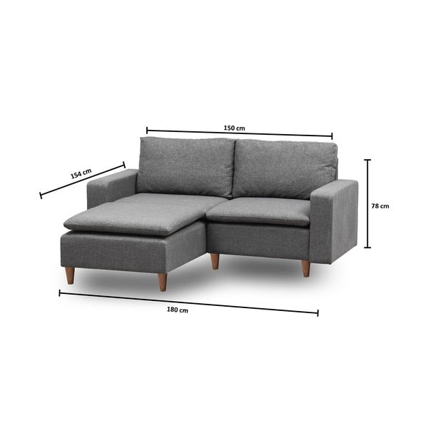Pelēks stūra dīvāns (ar kreiso stūri) Lungo – Balcab Home-image-2