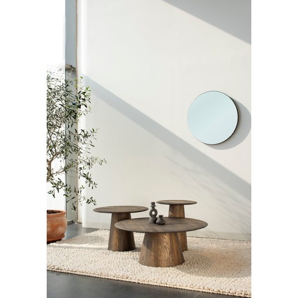 Brūns ozola masīvkoka apaļš žurnālgaldiņš ø 80 cm Mushroom – Gazzda-image-4