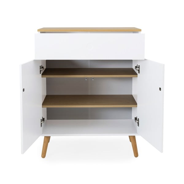 Balta kumode ar ozolkoka kājām Tenzo Dot, platums 79 cm-image-2