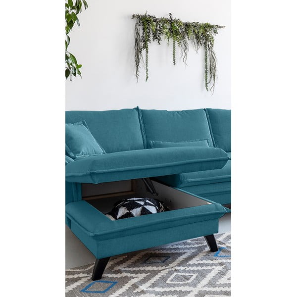 Tirkīza zils izlaižams stūra dīvāns Miuform Charming Charlie, kreisais stūris-image-4