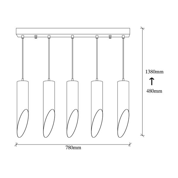 Melna griestu lampa ar 5 spuldzēm Opviq lights Kesik-image-3
