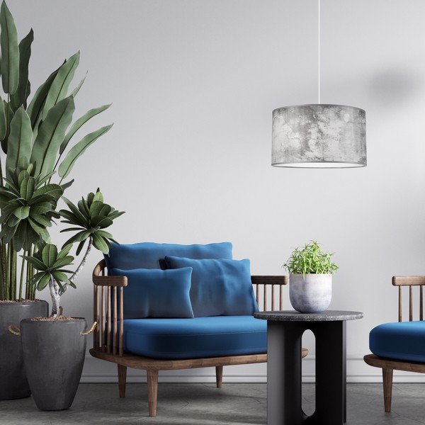 Pelēka piekaramā lampa ar auduma abažūru ø 35 cm Print – LAMKUR-image-2