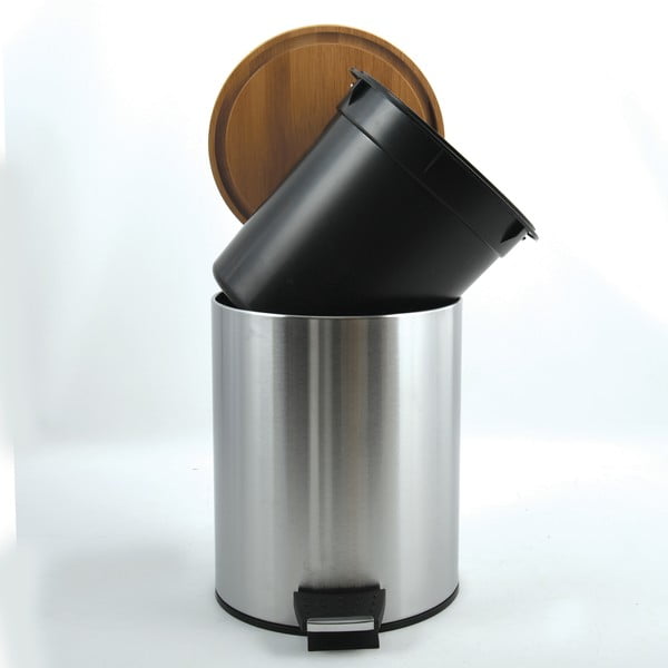 Matētas sudraba krāsas tērauda atkritumu tvertne ar pedāli 5 l   Adonis – Spirella-image-2