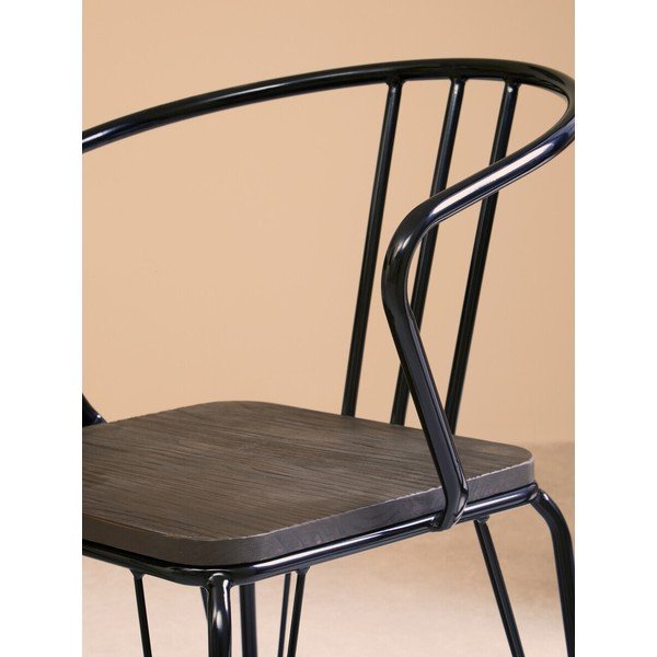 Melns/dabīga toņa gobas masīvkoka pusdienu krēsls District – Premier Housewares-image-4