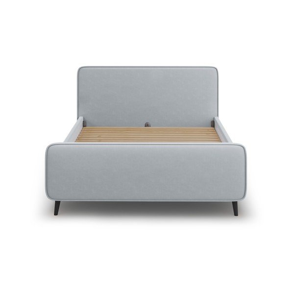 Gaiši pelēka mīksta divguļamā gulta ar režģi 180x200 cm Kaia – Micadoni Home-image-2