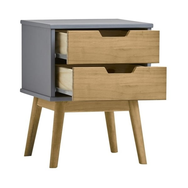 Pelēkbrūns priedes masīvkoka naktsgaldiņš Marckeric Baku-image-3