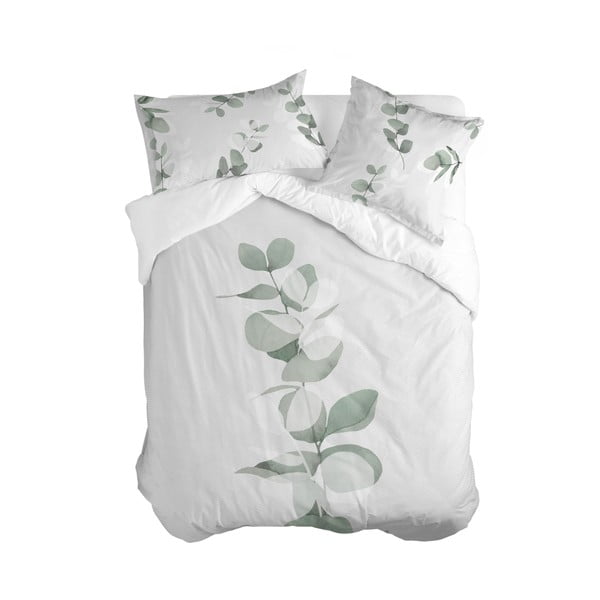Balts/zaļš divguļamais kokvilnas segas pārvalks 200x200 cm Corymbia – Blanc
