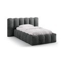 Tumši pelēka polsterēta vienvietīga gulta ar veļas kasti un redelēm 90x200 cm Lupine – Micadoni 