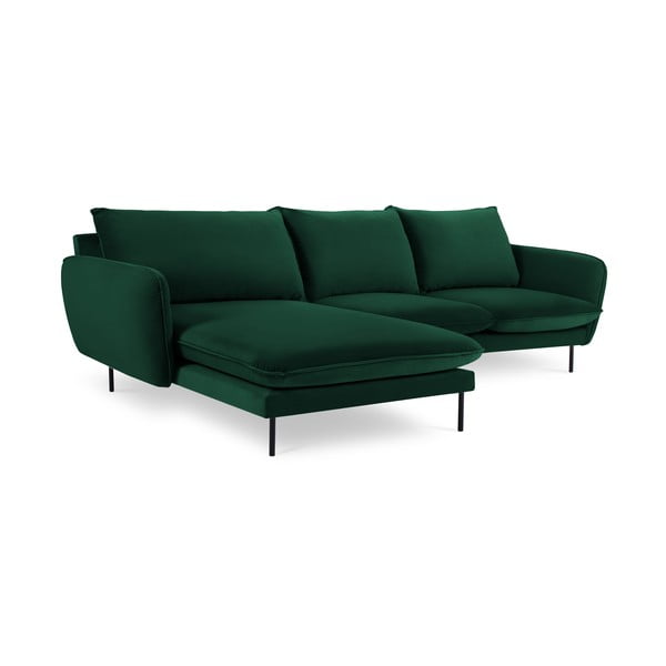 Tumši zaļš samta stūra dīvāns (kreisais stūris) Vienna – Cosmopolitan Design