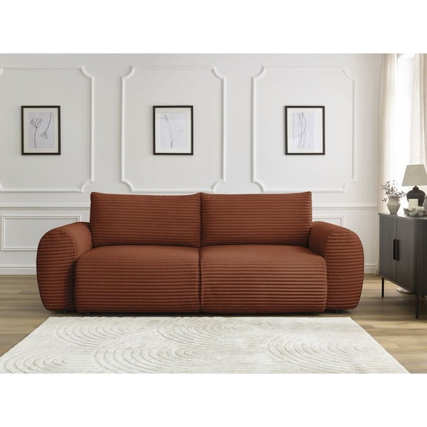 Ķieģeļu sarkans velveta salokāms dīvāns 257 cm Lucien – Bobochic Paris-image-1