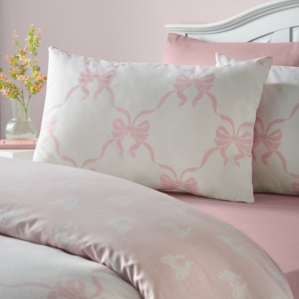 Rozā vienguļamā gultas veļa 135x200 cm Pretty Bows – Catherine Lansfield-image-3