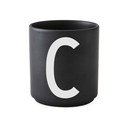 Melna porcelāna krūze Design Letters Alphabet C, 250 ml