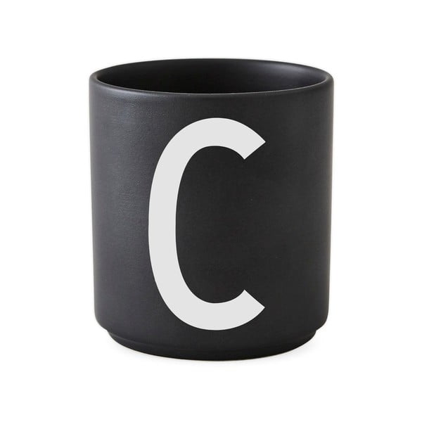 Melna porcelāna krūze Design Letters Alphabet C, 250 ml