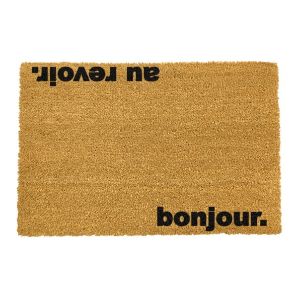 Dabīgās kokosšķiedras paklājs Artsy Doormats Bonjour Au Revoir, 40 x 60 cm