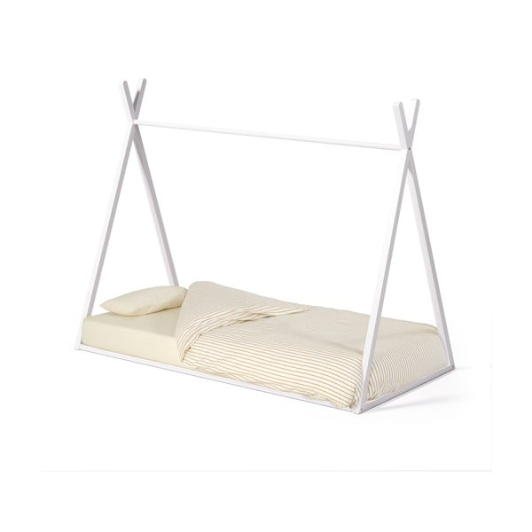 Balta dižskābarža masīvkoka bērnu gulta mājas formā ar redelēm 90x190 cm Maralis – Kave Home-image-4