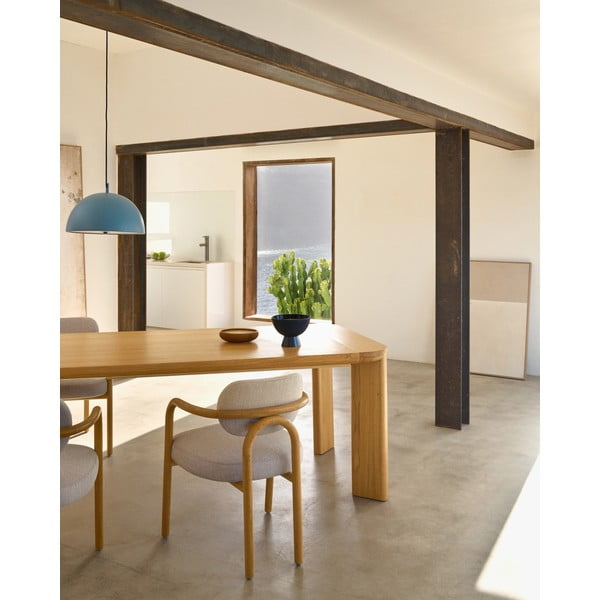 Dabīga toņa izvelkams ēdamgalds ar ozolkoka imitācijas galda virsmu 100x200 cm Jondal – Kave Home-image-1