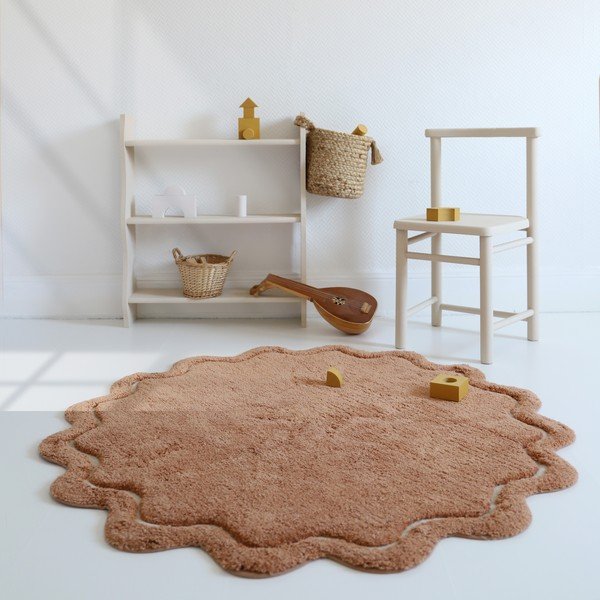Ķieģeļu sarkans mazgājams/ar rokām darināts kokvilnas apaļš paklājs ø 110 cm Sweet April Toffee – Nattiot-image-3