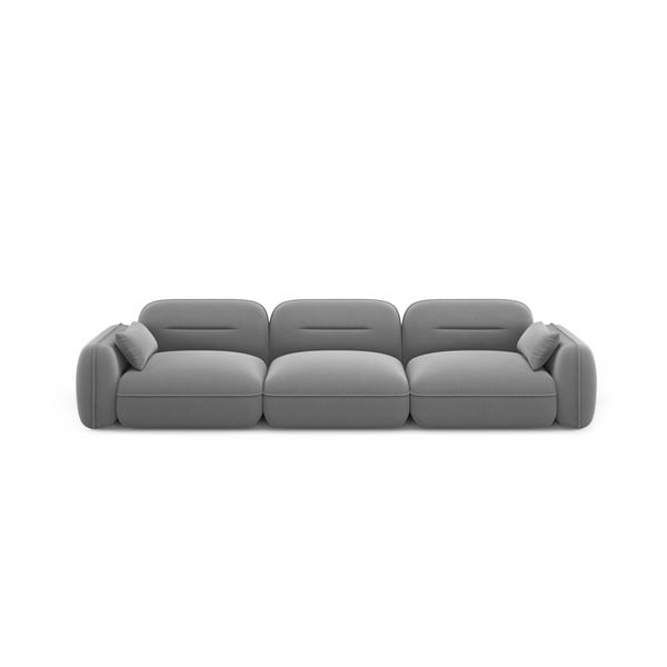 Gaiši pelēks samta dīvāns 320 cm Audrey – Interieurs 86
