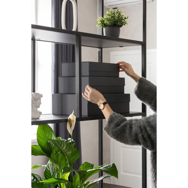 Tumši pelēkas kartona uzglabāšanas kastes (3 gab.) ar vāku 42,5x29,5x13 cm Kian Paper Laminate – Bigso-image-1