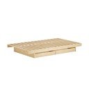 Dabīga toņa priedes masīvkoka divvietīga gulta ar veļas kasti un režģi 180x200 cm Kanso – Karup Design