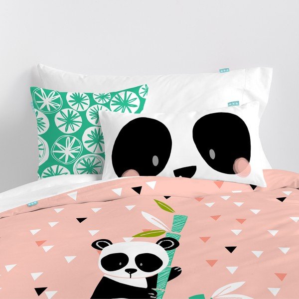 Bērnu kokvilnas gultasveļa Moshi Moshi Panda Garden, 140 x 200 cm-image-1
