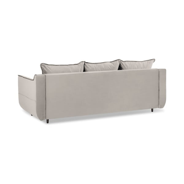 Bēšs samta izvelkamais dīvāns ar veļas kasti Kooko Home Basso-image-3