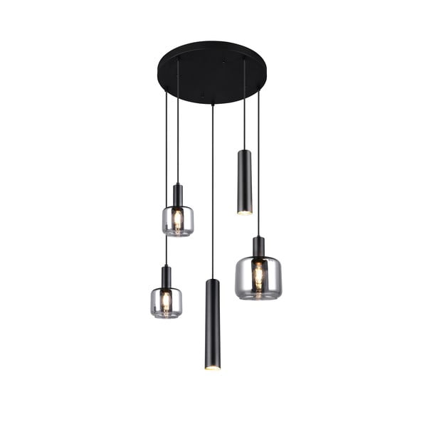 Melna piekaramā lampa ar metāla abažūru/ar stikla abažūru ø 40 cm Mataro – Trio-image-1