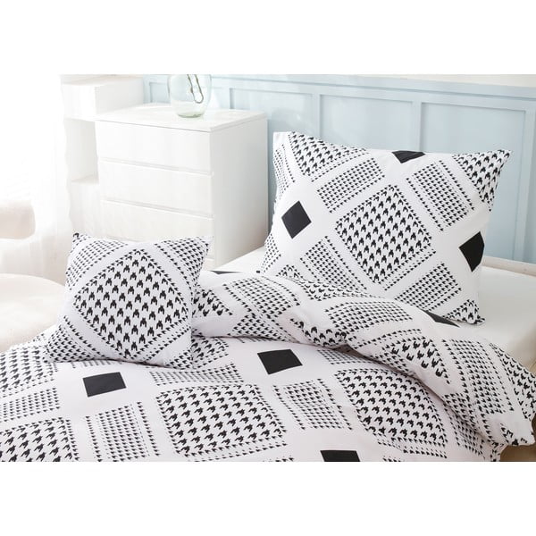 Melnbalta vienvietīga gultas veļa no mikrosatīna 140x200 cm Roberto – My House-image-2