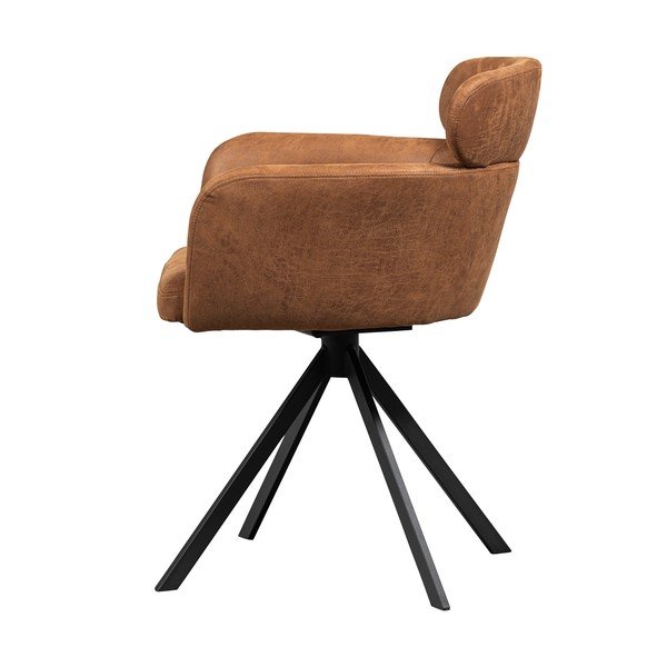 Konjakbrūns polsterēts ēdamistabas krēsls ar roku balstiem Fenne – WOOOD-image-4